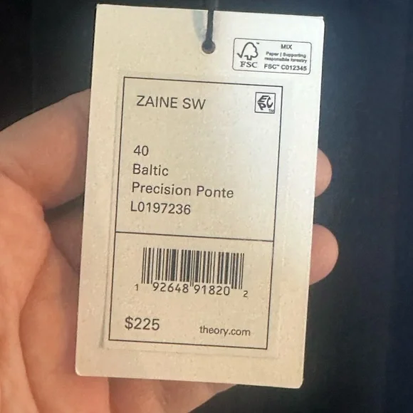 NEW Theory Zaine Precision Ponte in Baltic Deep Navy Straight Leg Pants, Size 40